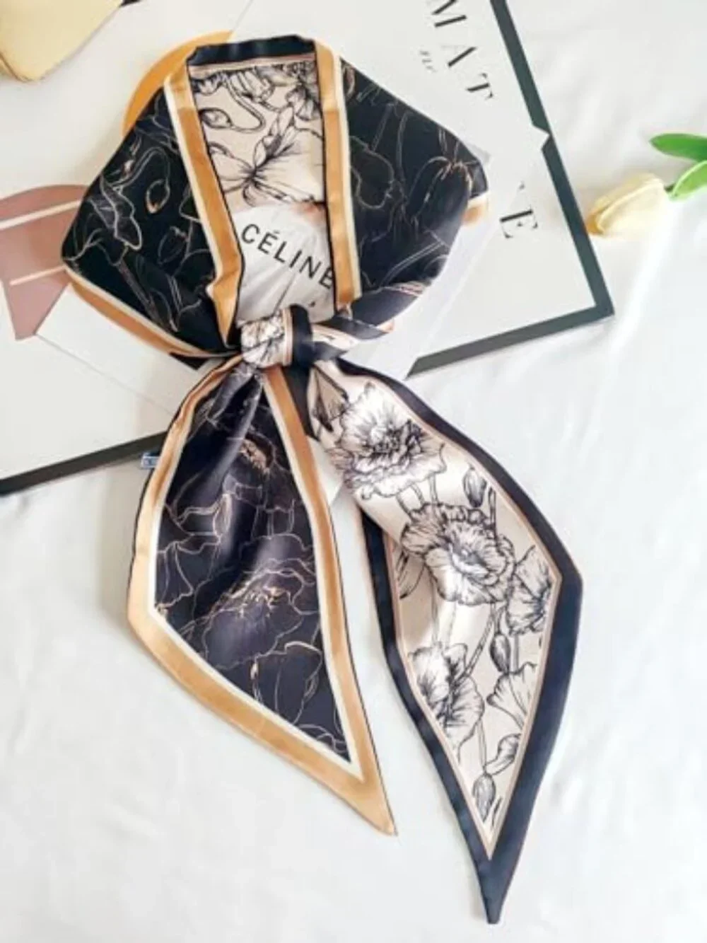 Satin Scarf for Women Long Hair Scarf Head Wrap Purse Scarf